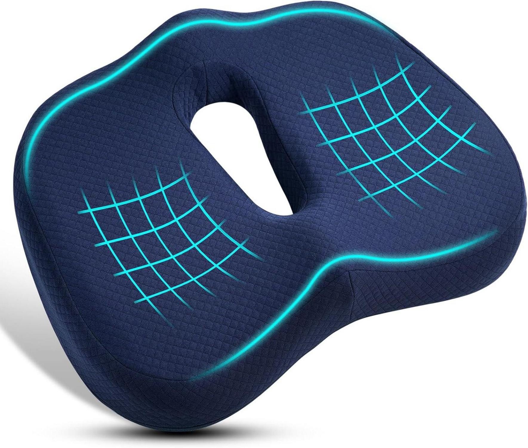Sitzkissen Orthopädisches Memory-Foam Sitzkissen für Bürostuhl und Auto, Blau