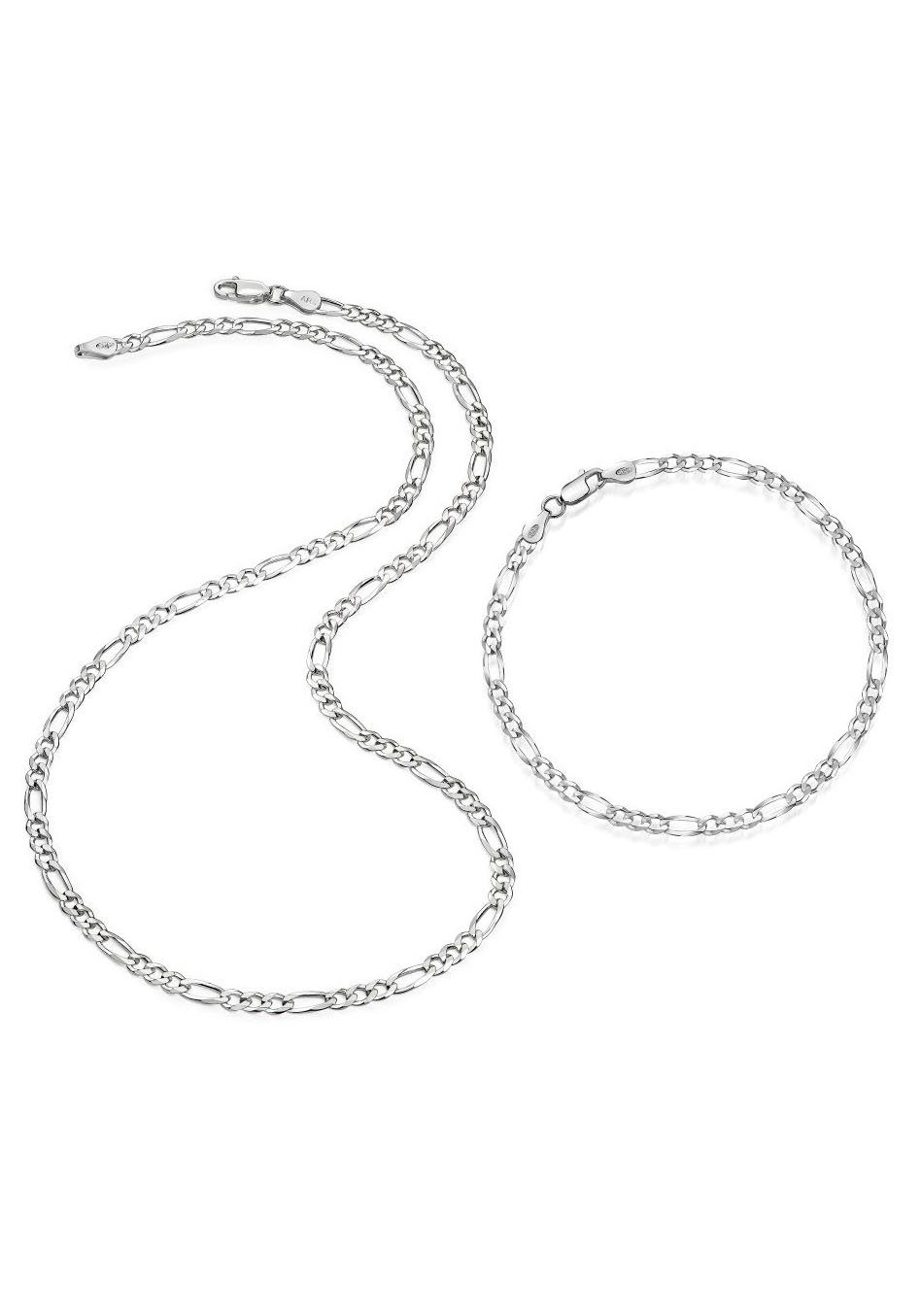 Firetti Schmuckset Multipack Schmuck Geschenk Silber 925 Halskette Armkette  Figarokette (Set, 2-tlg), Schmuckset bestehend aus einem Armband und einer  Halskette