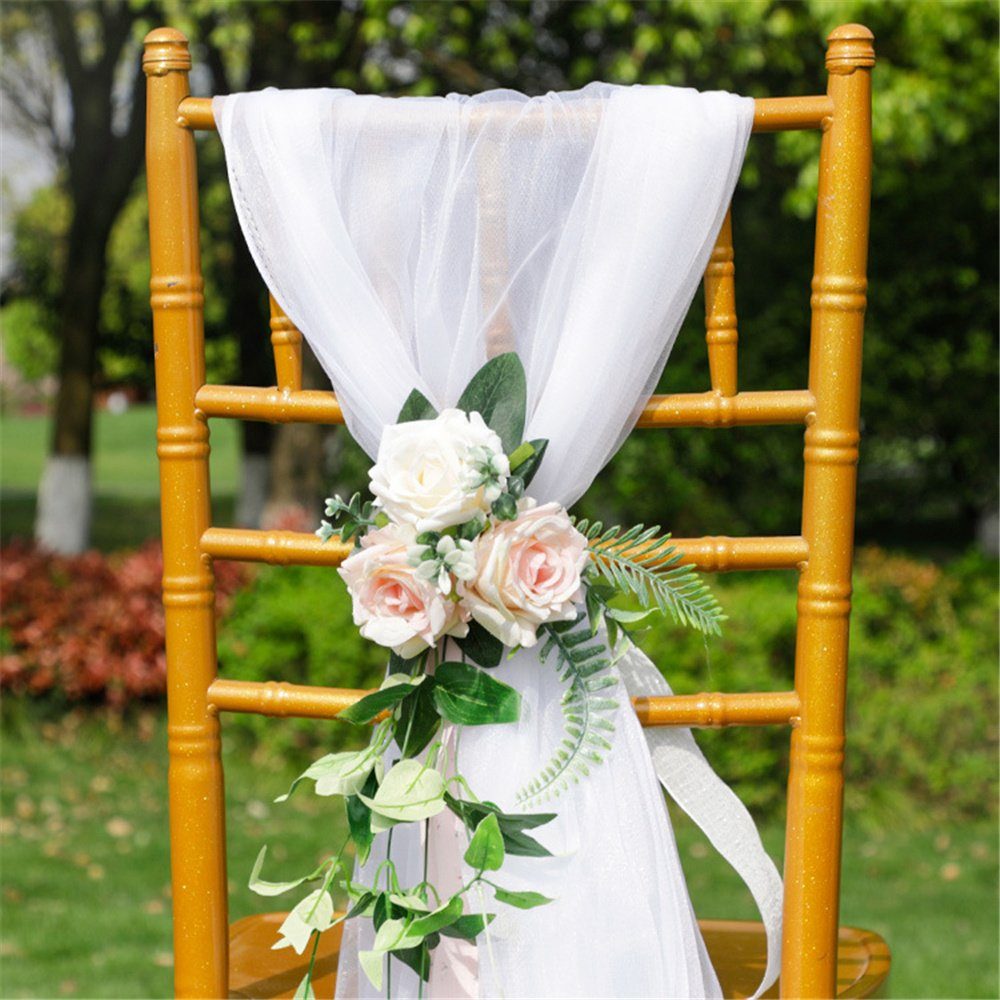 Kunstblume Gang-Stuhl-Rücken-Blumendekoration für Hochzeitszeremonie, HAMÖWO Farbe 2