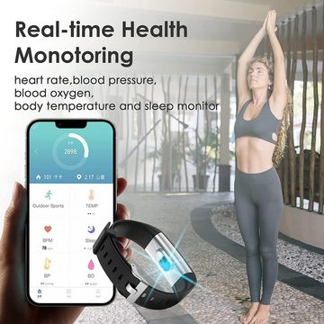 Septoui Smartwatch (Andriod iOS), mit Pulsmesser Blutdruck Fitnessuhr IP68 16 Sportmodi Schrittzähler