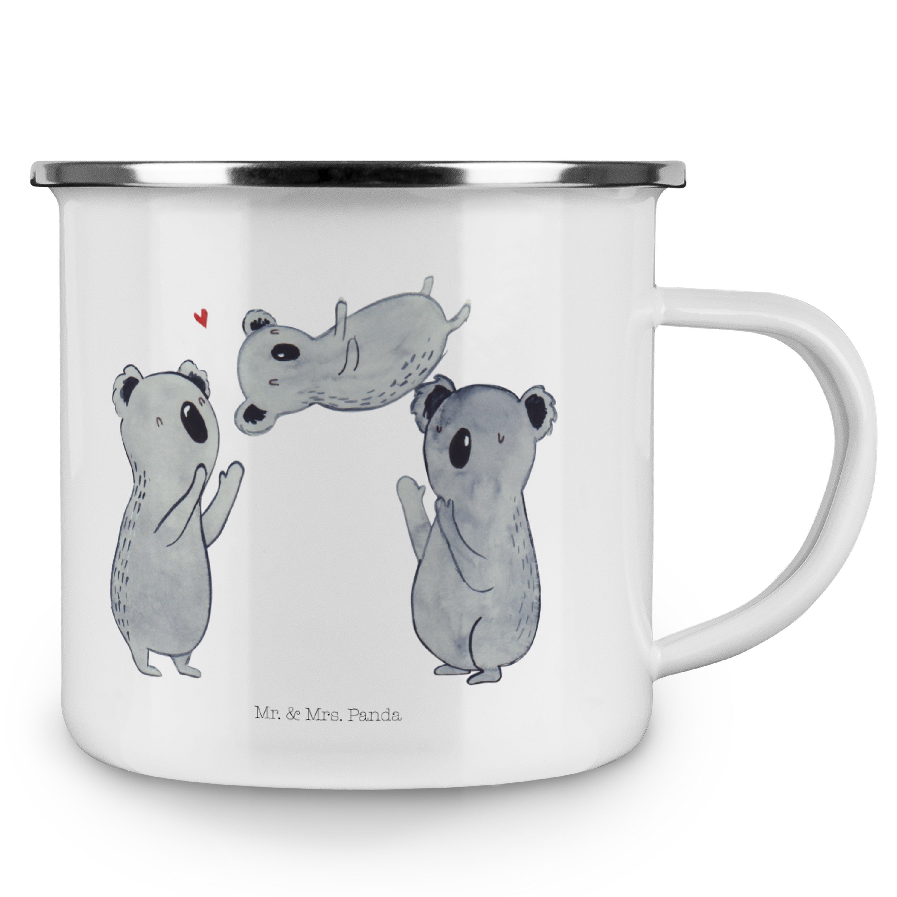 Feiern & Weiß Kaffee Blechtasse, Geschenk, - Becher Emaille Panda Mrs. Mr. - Geburtstagsfe, Sich Koala