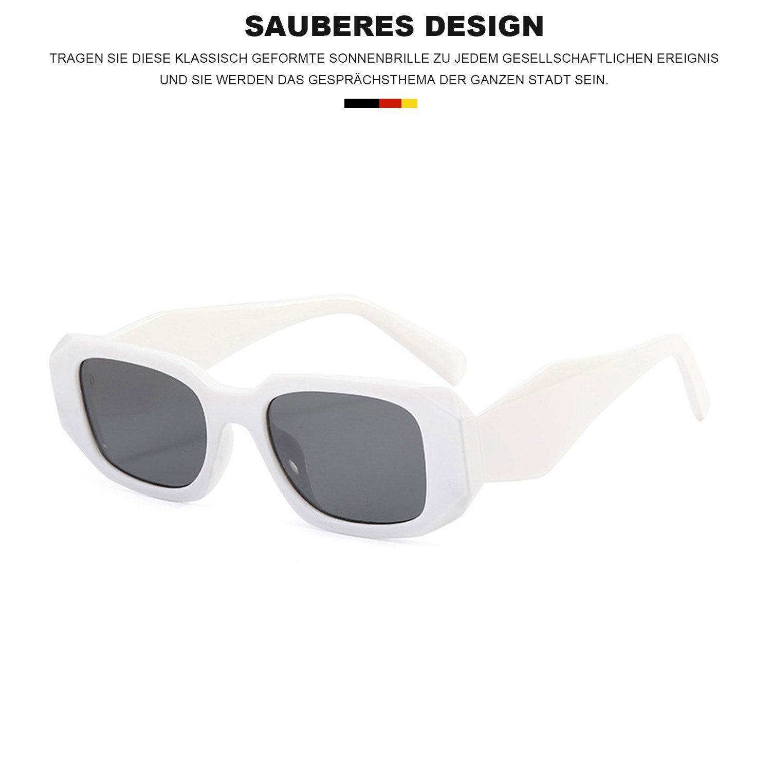Kasten Retro MAGICSHE Sonnenbrille Damen Mode Sonnenbrillen Weißer beständige für und Rechteckige Sonnenbrille Herren UV