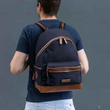 DRAKENSBERG Rucksack »Lenny« Marine-Blau, hochwertiger Tagesrucksack im College-Design für Damen und Herren