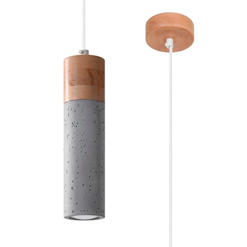 famlights Pendelleuchte Pendelleuchte Zeb in Grau und Natur-hell GU10 1-flammig