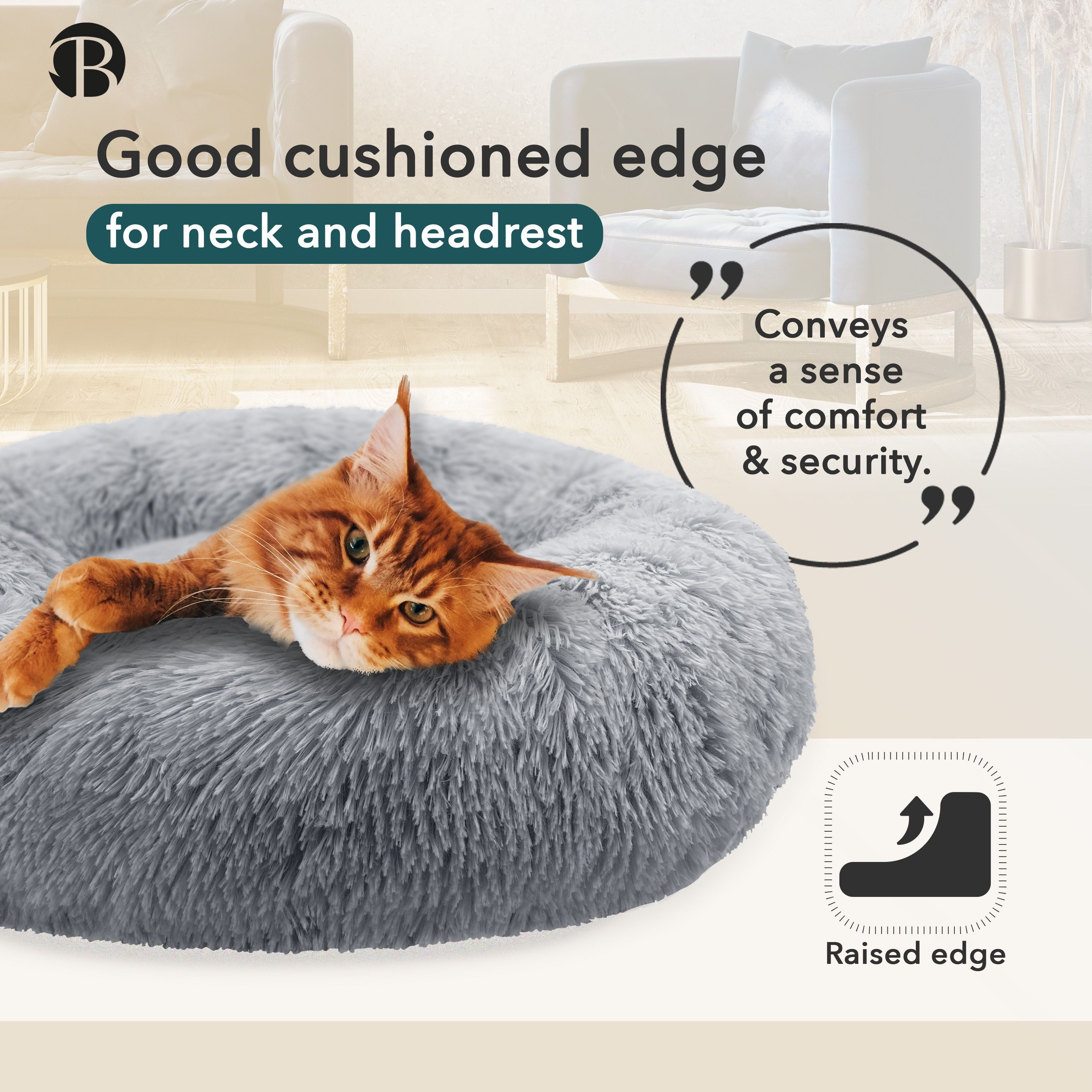 Bluzelle Tierbett Premium Hundebett Hundekissen Donut / Katzenbett Katzenkissen / XXS, Flauschig Kuschelig Weiches Kunstfell, für Kleine Hunde / Hundekorb / Run – Bild 4 von 5