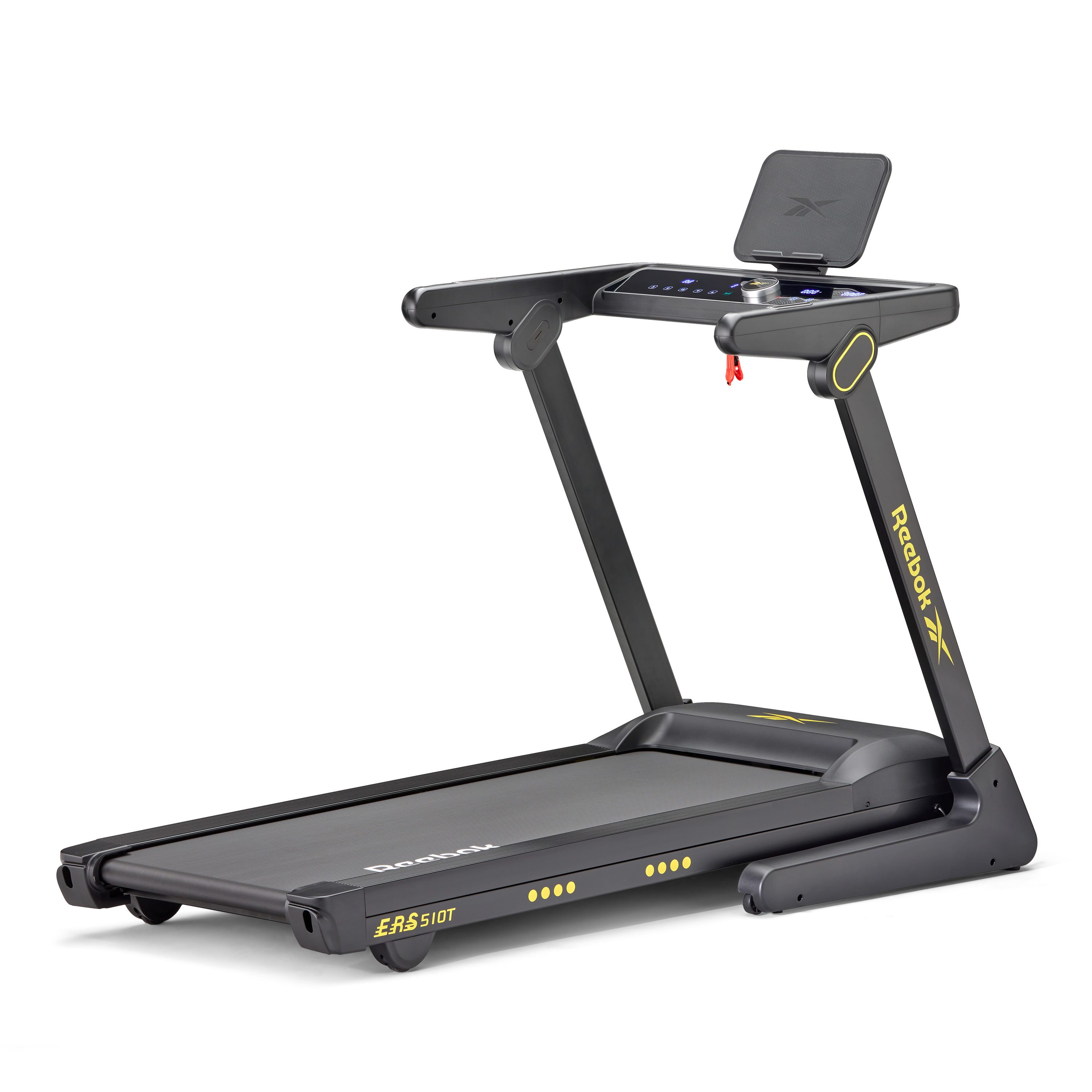 Reebok Laufband Reebok ERS 510T Laufband – klappbar, 18 km/h, Suspension-Dämpfung, Soft-Drop-Klappsystem, 90% vormontiert
