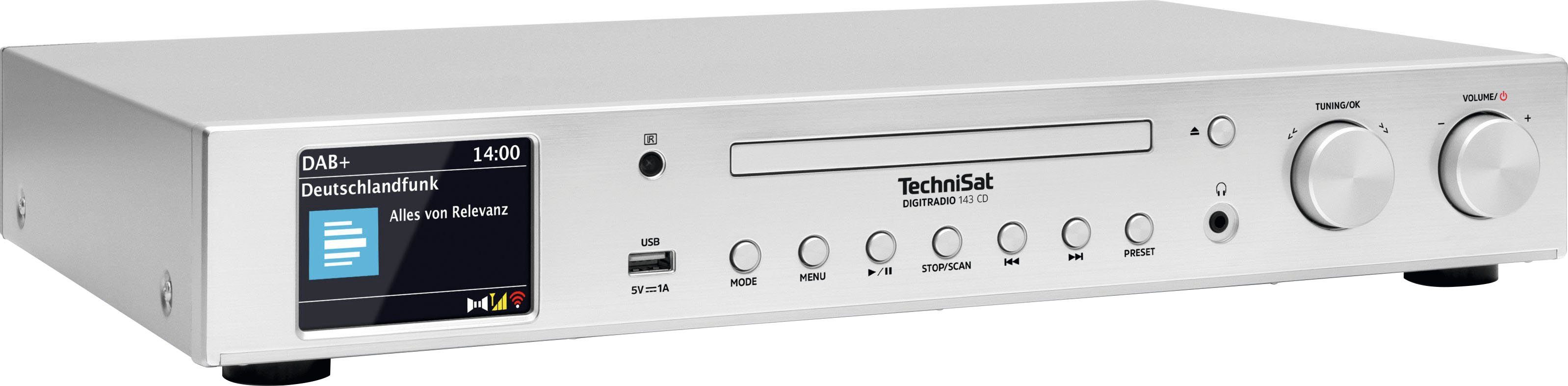 TechniSat DIGITRADIO (Digitalradio (DAB) Digitalradio 143 silber Internetradio, RDS) mit UKW (DAB), CD (V3)