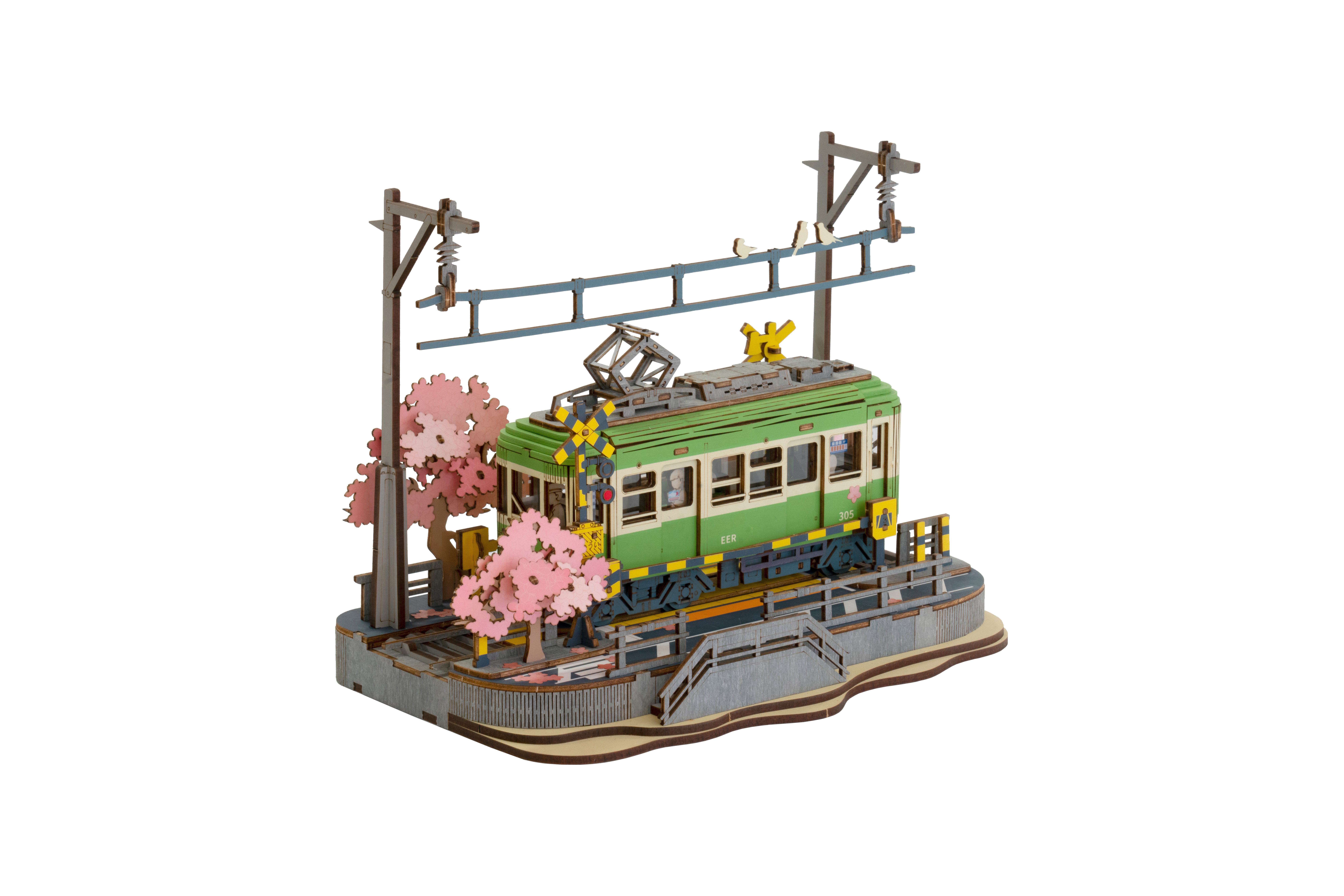 ROLIFE 3D-Puzzle Sakura Journey, Holzpuzzle Straßenbahn, 223 Puzzleteile