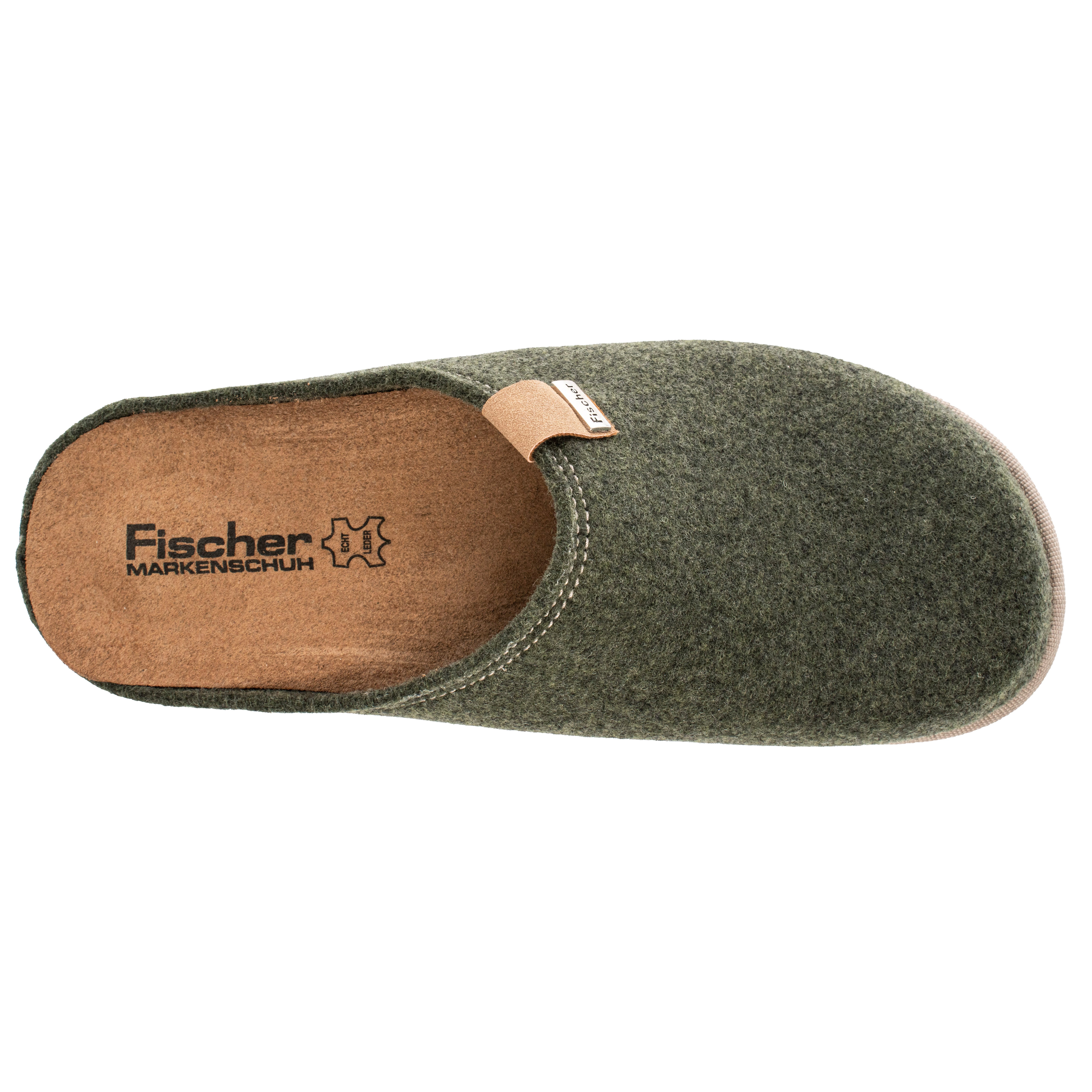 Fischer-Markenschuh Helge Pantoffel aus PET Upcycling Filz, Einlegesohle aus Leder ist herausnehmbar