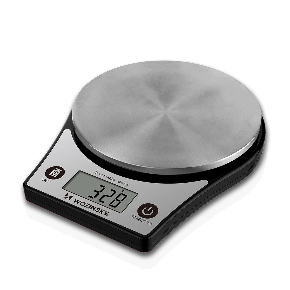 Wozinsky Küchenwaage Digitalwaage Haushaltswaage Backwaage, (Spar-Set, 1-tlg., 5 x 14 x 2, 17, 9 cm flach), Tara-Funktion, 1 g genau, LCD, Abschaltautomatik