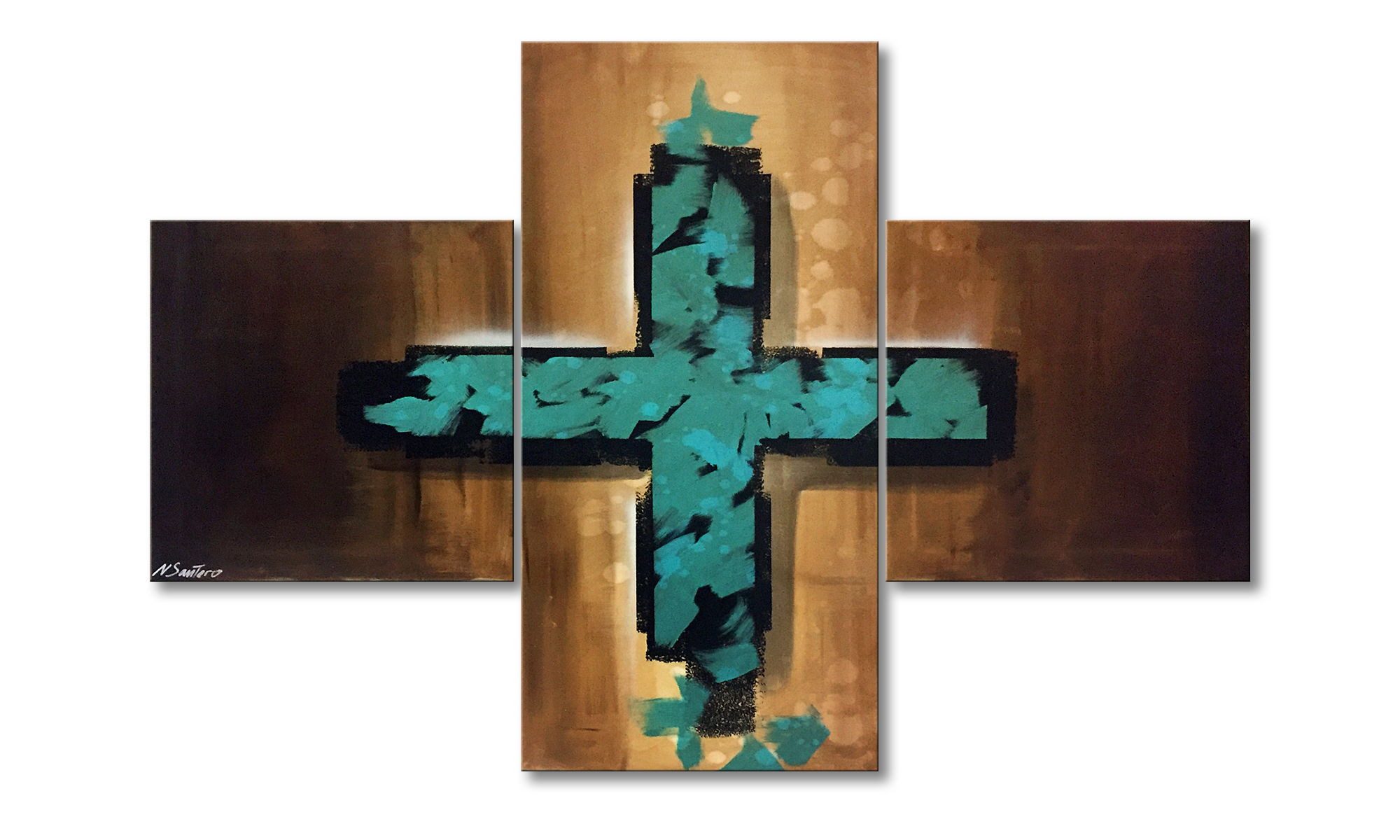 WandbilderXXL Gemälde Blurred Cross 150 x 100 cm, Abstraktes Gemälde, handgemaltes Unikat