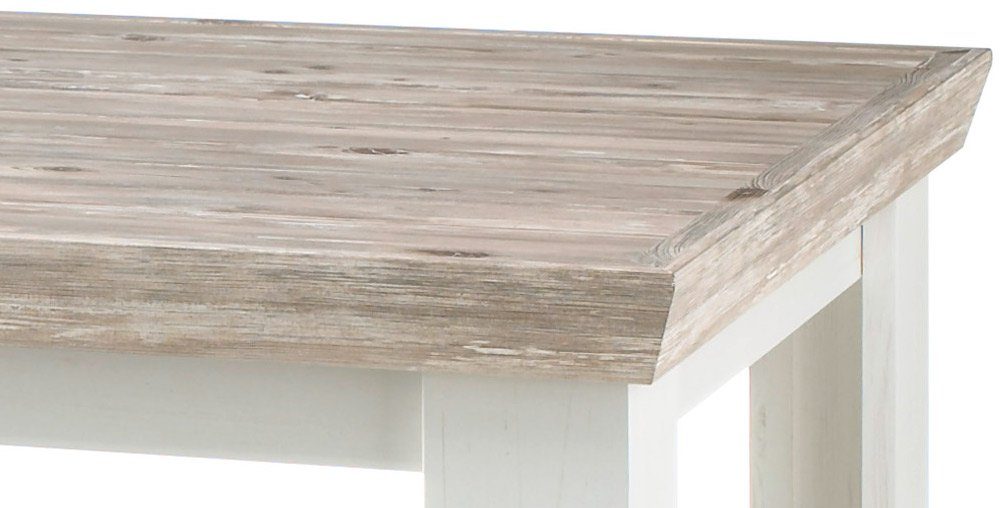 Weiß, Pinie viel Pinie (Esstisch, Tisch), stellbar, 90x160 cm, rechteckig, Landhausstil Stauraum, Samwell variabel Esstisch Stylefy