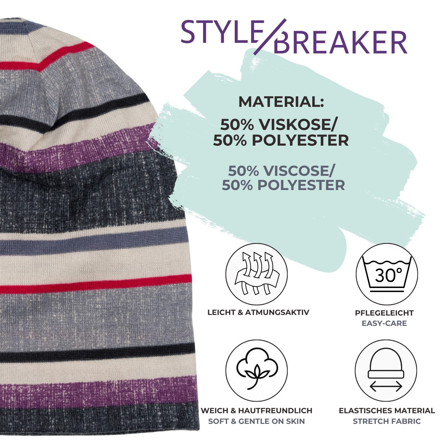 styleBREAKER Beanie Feinstrick Beanie Mütze Streifen (1-St)