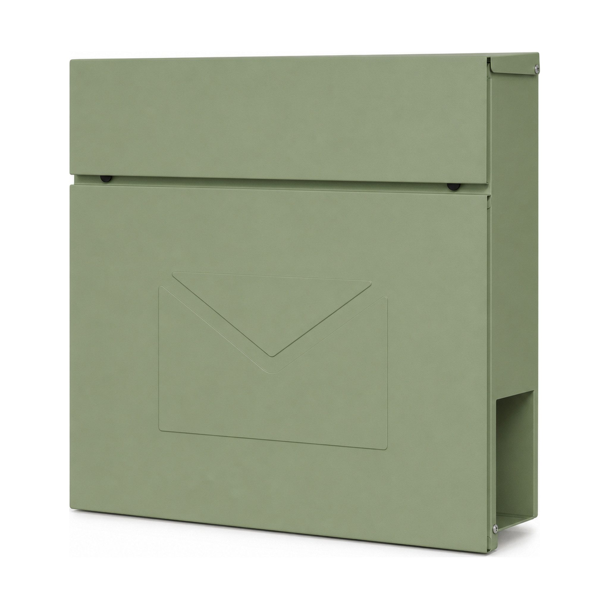 casa pura Briefkasten Laurent aus verzinktem Stahl mit Zeitungsfach & Schloss in Grün, Abgedecktes Zylinderschloss, 2 Schlüssel inklusive