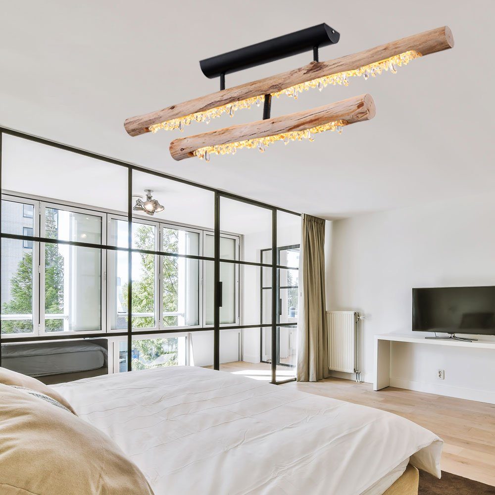 Rustikal Globo Deckenleuchte verbaut, Holz fest Deckenleuchte, Wohnzimmerlampe Holz LED Warmweiß, LED-Leuchtmittel