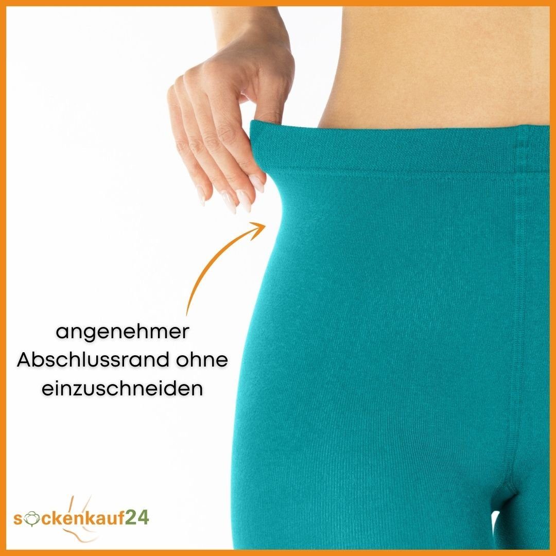 sockenkauf24 Thermoleggings Damen THERMO Leggings mit Innenfleece in vielen Farben (38-40, Ozean) extra warm Winter Leggings, WP