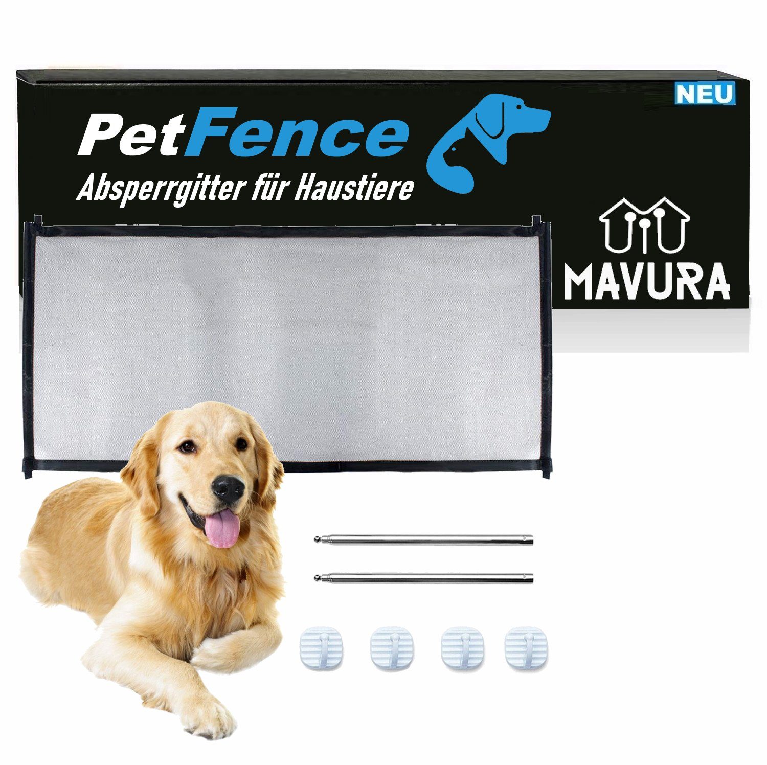 MAVURA Türschutzgitter PetFence Absperrgitter Treppenschutzgitter für Hunde, Katzen & Babys (Hundeschutzgitter Sicherheitsgitter Hundetürschutz Hundebarrieren), - Hochwertiges Material - Für Innen- und Außenbereiche | Türschutzgitter