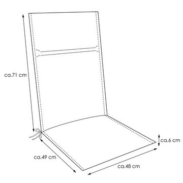KETTLER Hochlehnerauflage 932, Gartenstuhlauflage 923 Hochlehner, UV-beständiges Polster, Grau