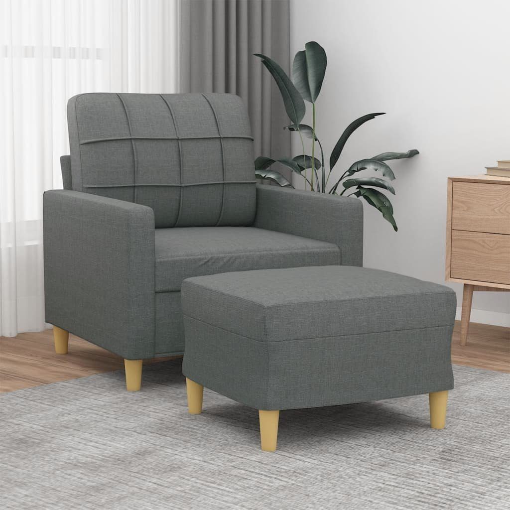 vidaXL Sofa Sessel mit Hocker Dunkelgrau 60 cm Stoff | Alle Sofas