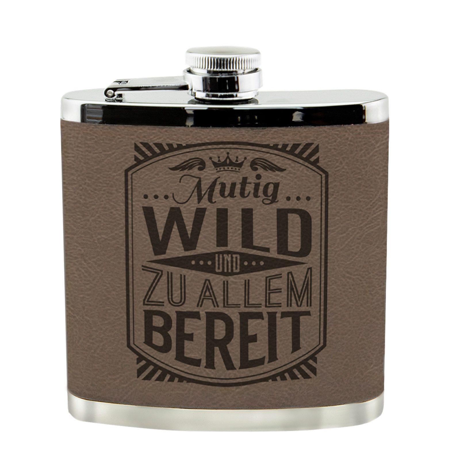 HTI-Living Flachmann Echter Kerl Flachmann mutig, Männer Trinkflasche mit Kunstleder