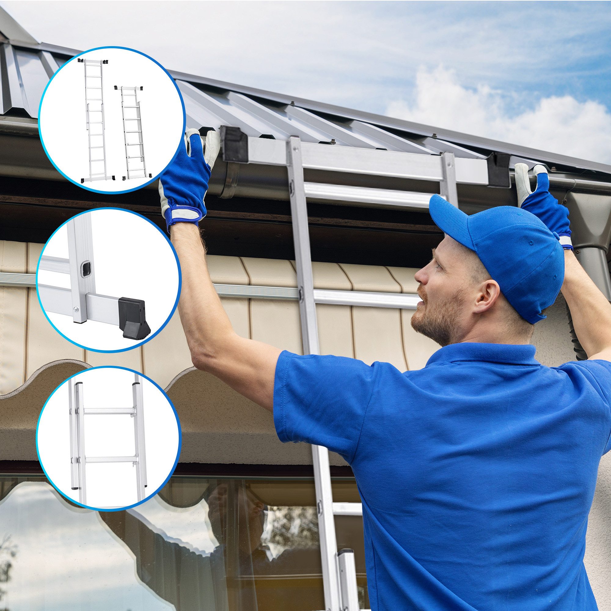 MAXCRAFT Multi-Purpose Ladder Mobile Aluminum Work Platform / Multifunctional Scaffold with Wheels