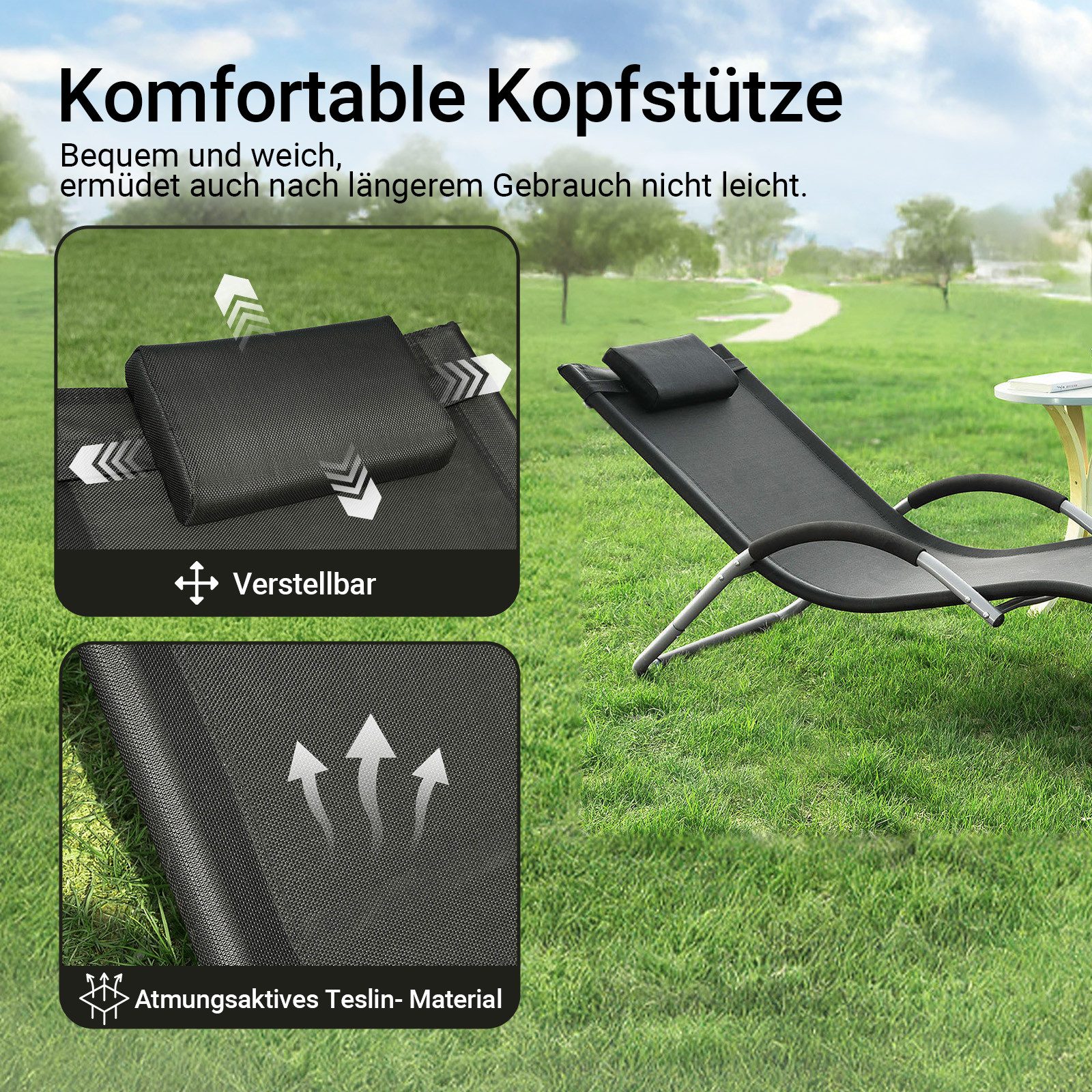 SoBuy Gartenliege OGS38, Sonnenliege Gartenliege Relaxstuhl Liegestuhl für Gärten, Balkon