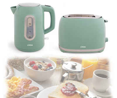 LIVOO Toaster LIVOO Frühstückset Toaster Wasserkocher Küchengeräte Set DOD160VS mint