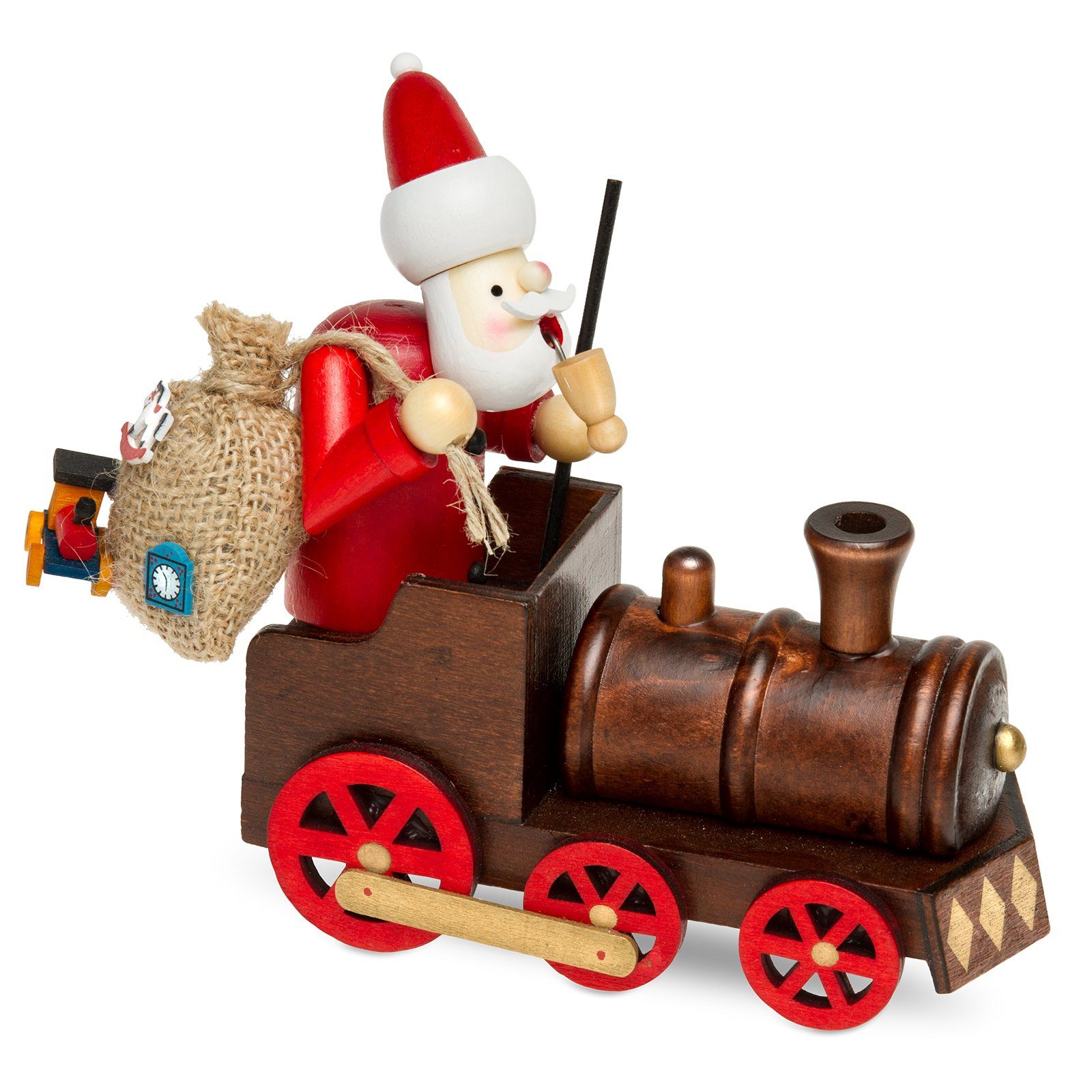SIKORA Weihnachtsfigur Weihnachtsmann Holz Räuchermännchen RM-A01-LOK der in Lokomotive