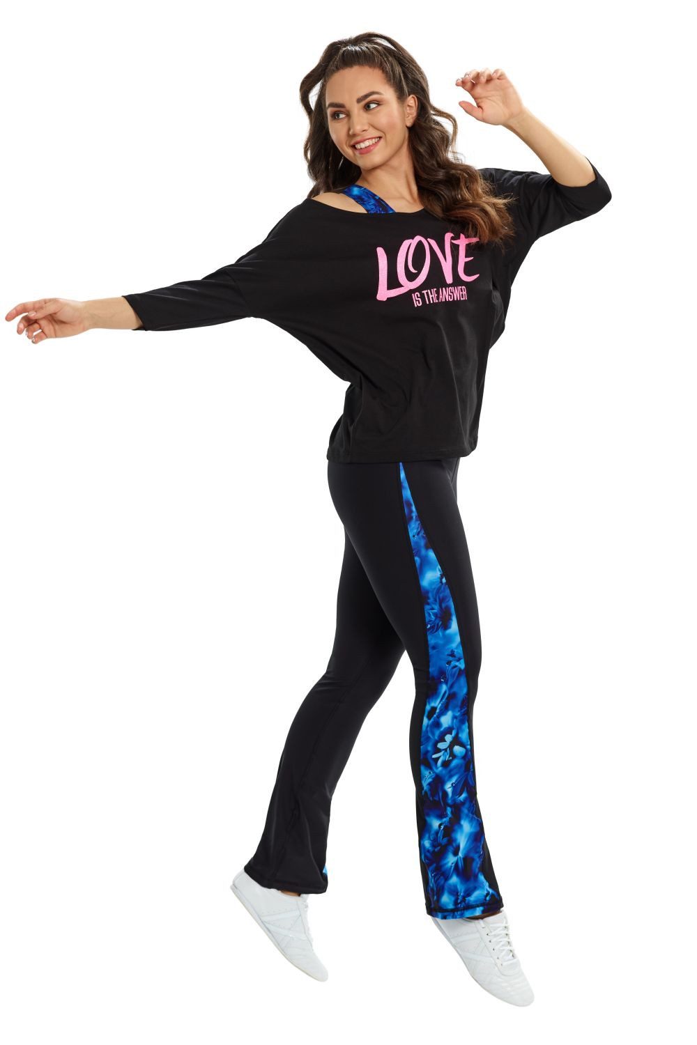 Winshape 3/4-Arm-Shirt MCS001 ultra leicht mit Neon pinkem Glitzer-Aufdruck