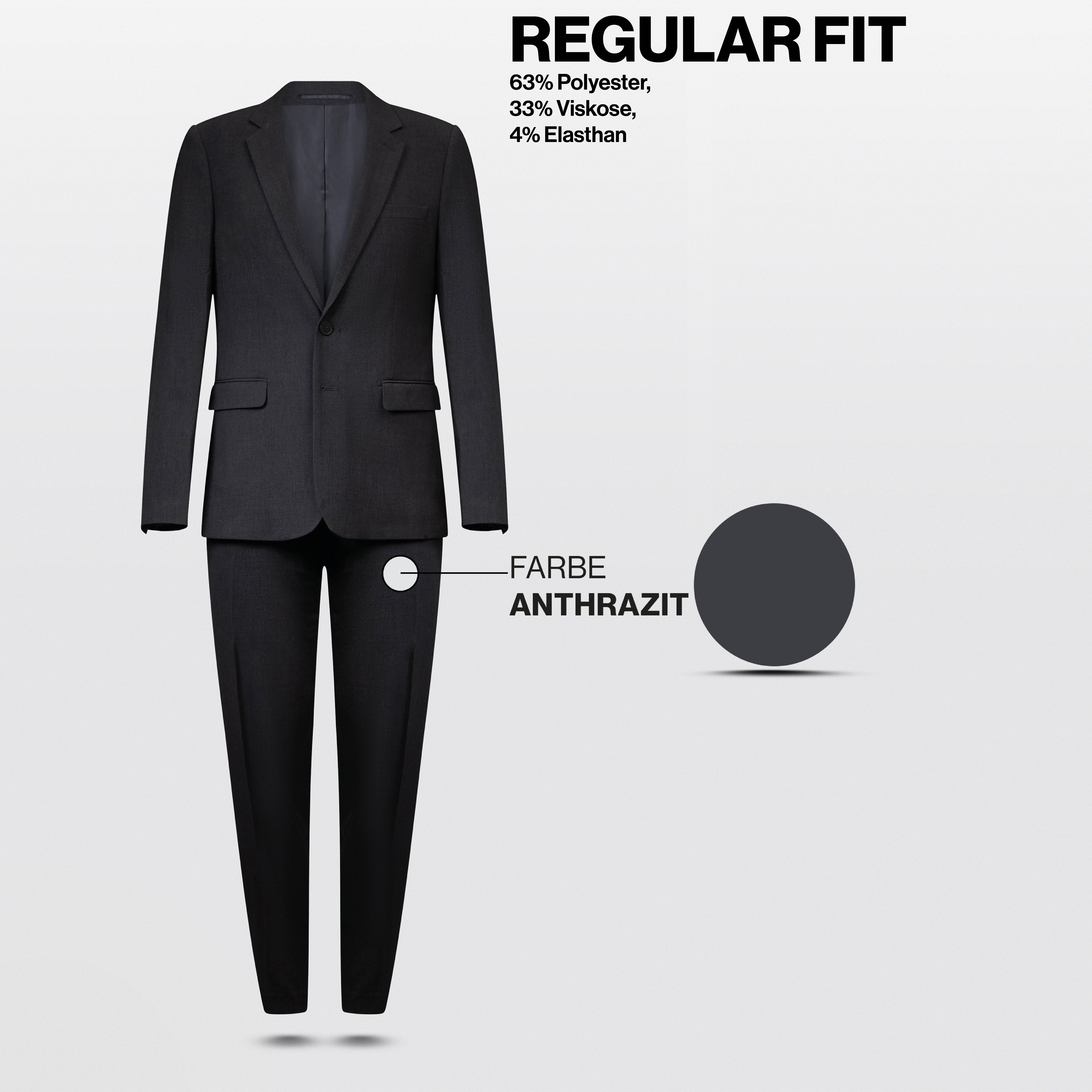 Hirschthal Anzug Herren Business Anzug Regular Fit (Anzughose & Sakko, 2-tlg., Anzug Set) im modernen Look, mit Kleidersack – Bild 5 von 5