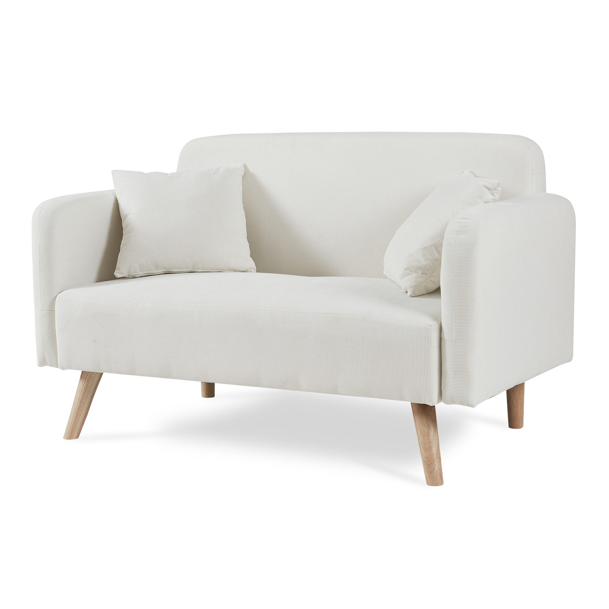 en.casa Sofa, 2-Sitzer »Midt« gepolstert Cord 132 x 70 x 81 cm Beige