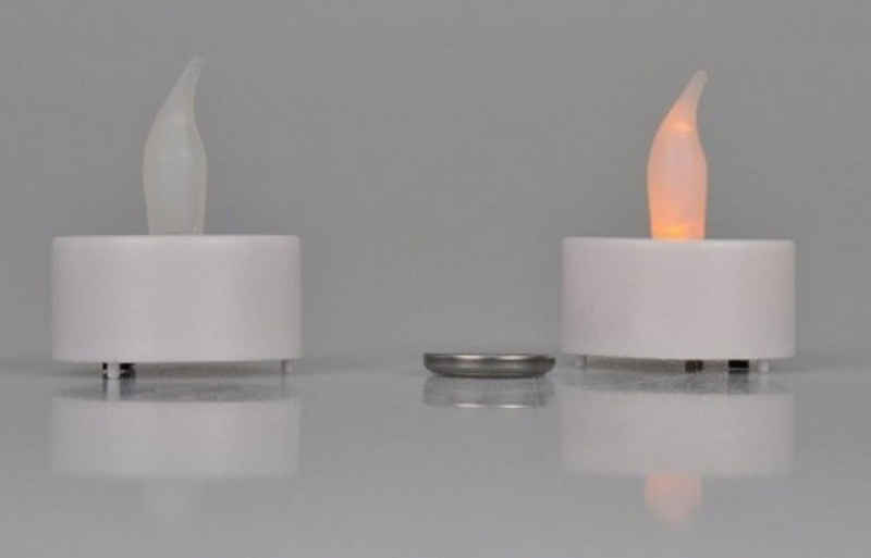 BURI Tafelkerze LED-Teelichter 3x 2er-Set mit Batterien elektrische Kerze Deko weiß