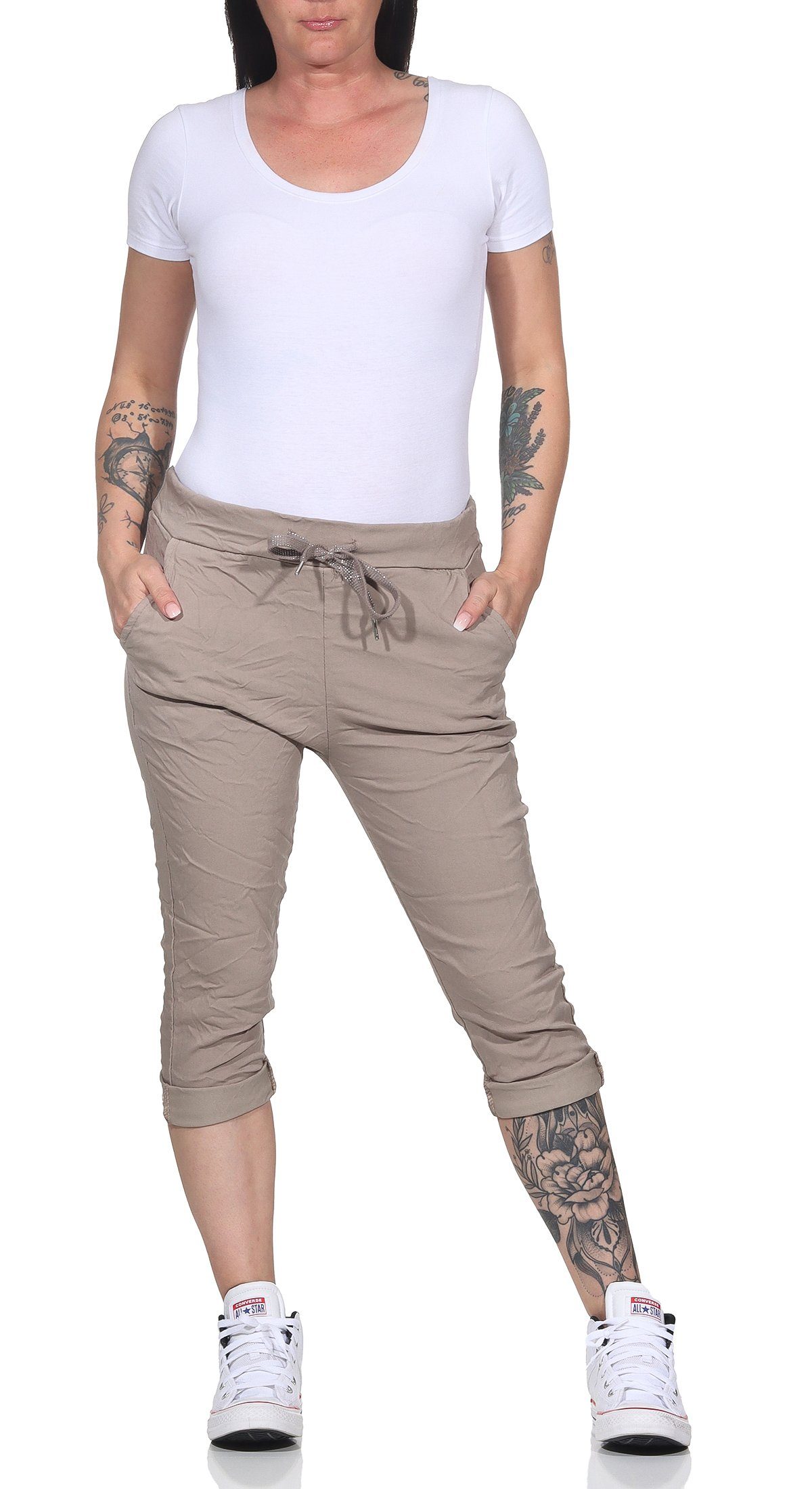 CLEO STYLE Caprihose Damen Capri 8264 34-40 Schlamm günstig online kaufen