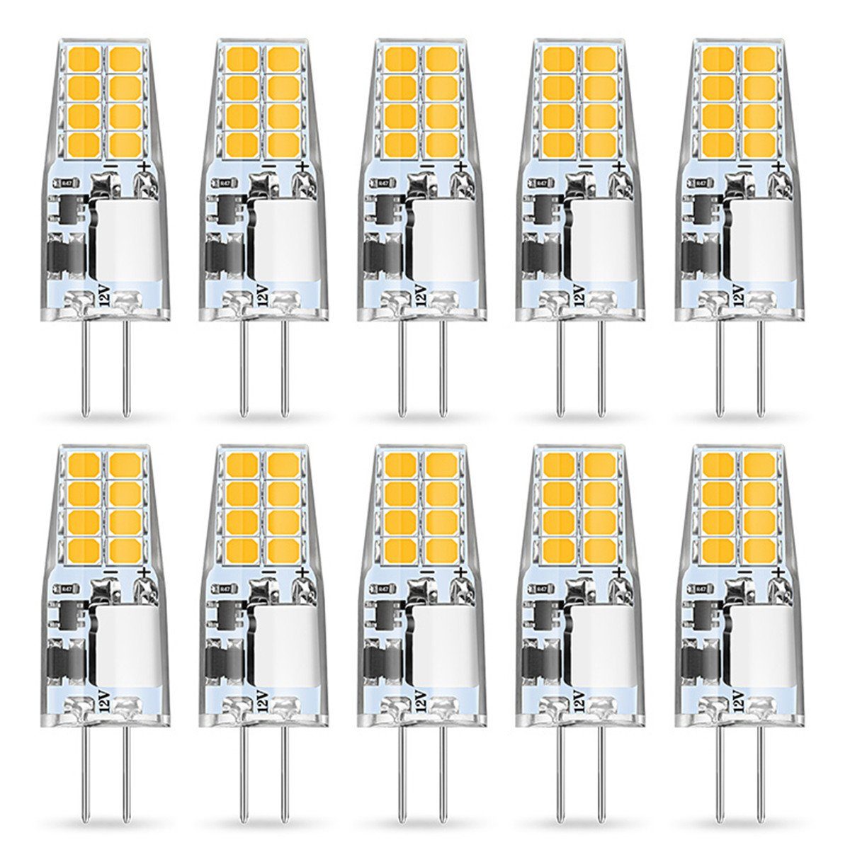 Insma Flutlichtstrahler 10tlg G4 3W LED Birnen ersetzt 35W Halogenlampen  350LM, Warmweiß, Leuchtmittel Nicht Dimmbar 360° Lichtwinkel