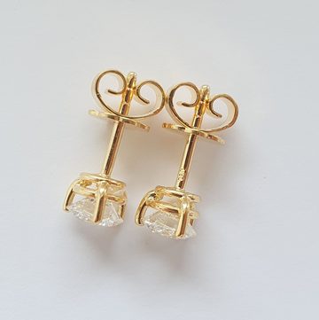 Webgoldschmied Paar Ohrstecker Ohrstecker 750 Gold mit 2 Diamanten Lupenrein (IF) feines weiß (F), Originalbilder, Nicht im Photoshop bearbeitet