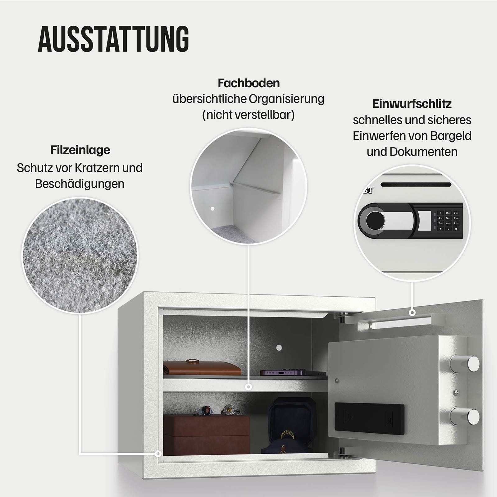 Profirst Möbeltresor Guardian 3 Elektronikschloss Silber – Bild 3 von 5