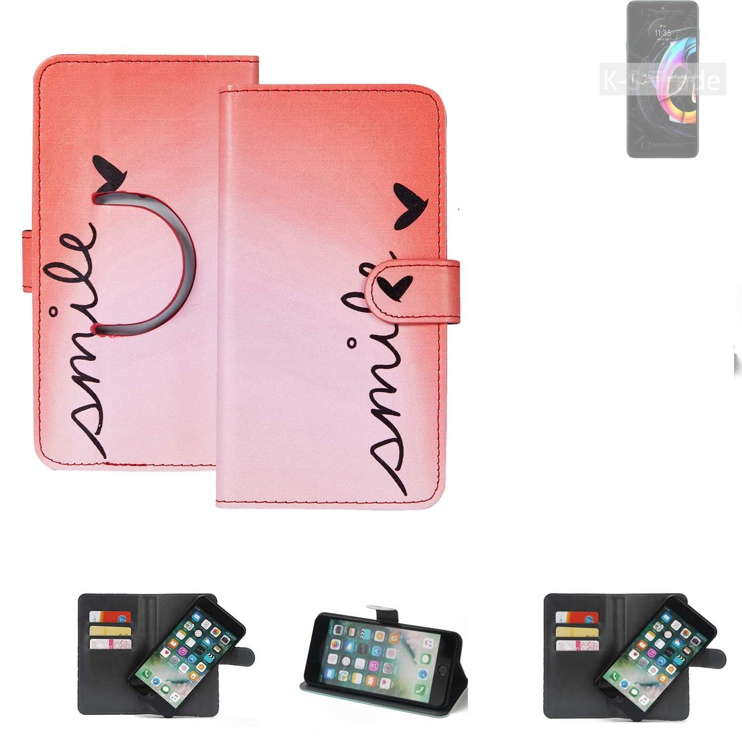 K-S-Trade Handyhülle für Motorola Edge 20 Lite, Schutzhülle Handyhülle Hülle cover bookstyle Etui ''smile'' rot