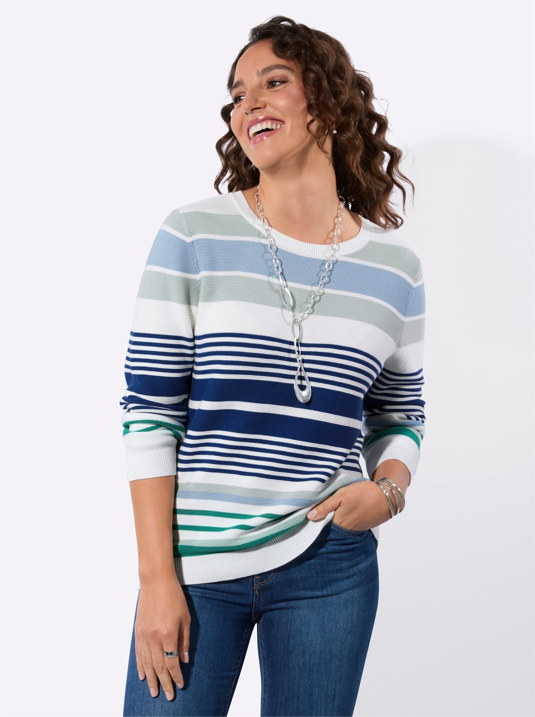 Witt Strickpullover Ringel-Pullover Langarm Perlfang günstig online kaufen