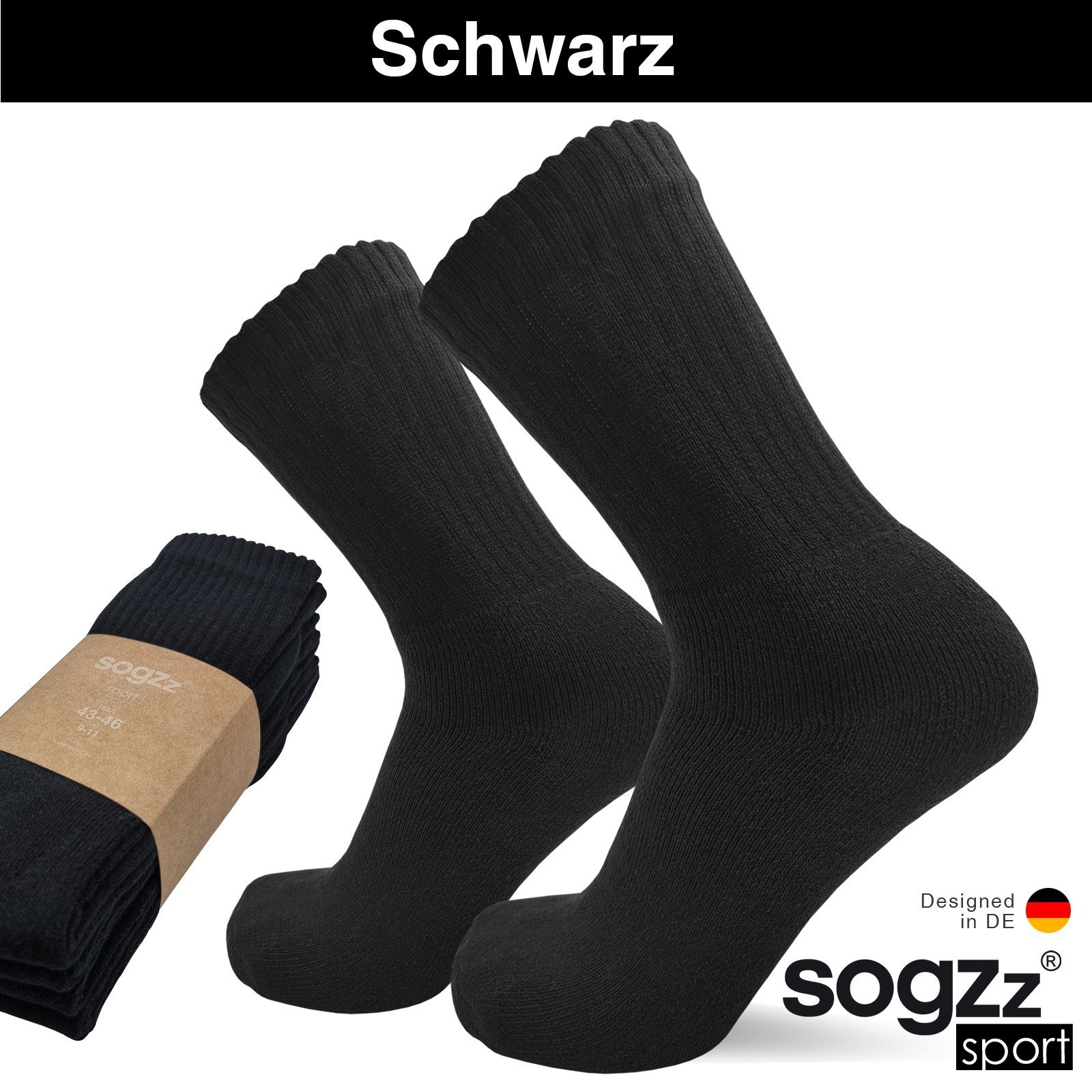 sogzz Tennissocken 5-30 Paar Sportsocken 80% Baumwolle Arbeitssocken Herren Damen (Modell: Sport Basic, 5-Paar)