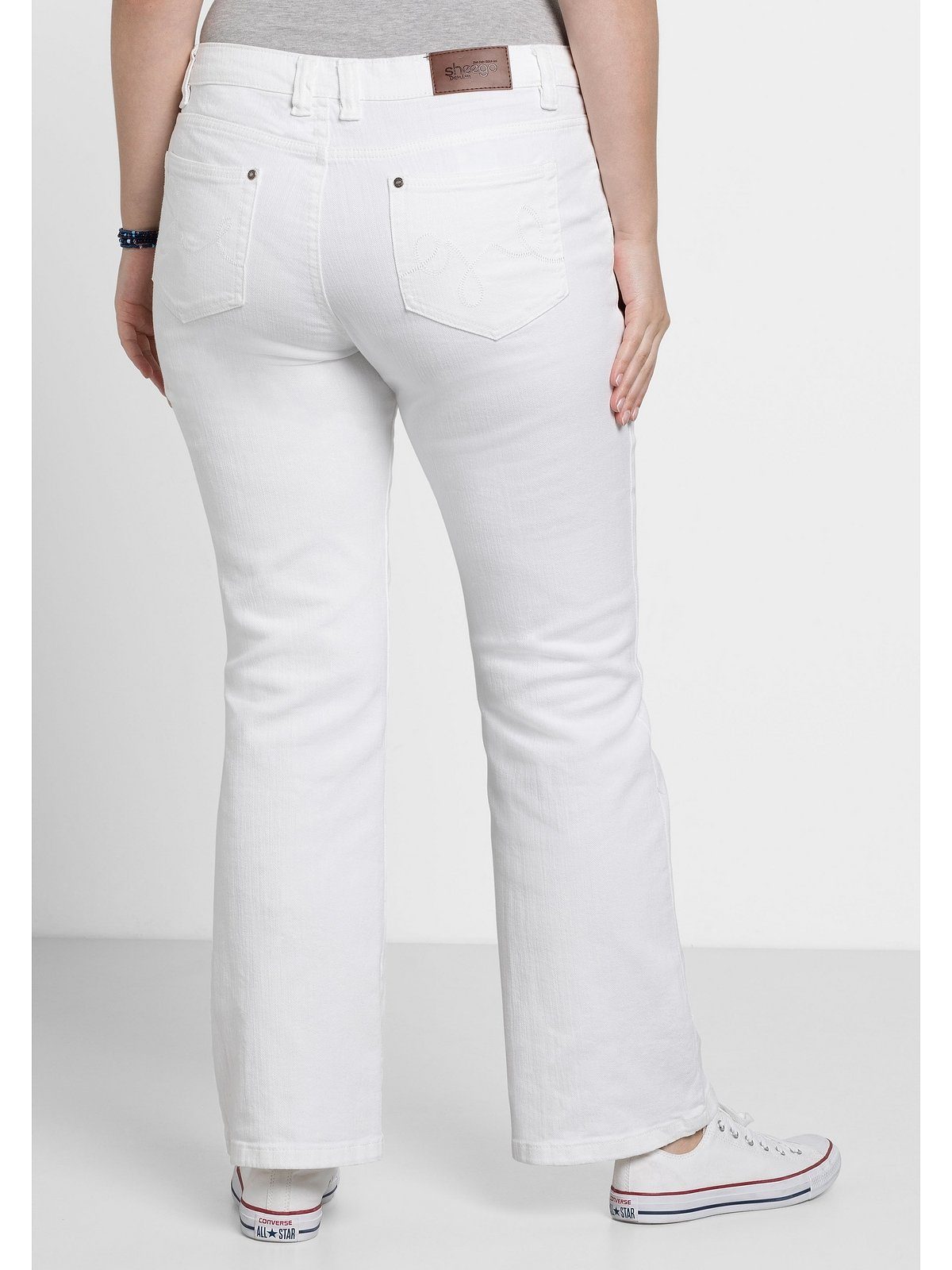 Sheego Bootcut-Jeans Große Größen 5-Pocket-Form, Used-Effekten mit in