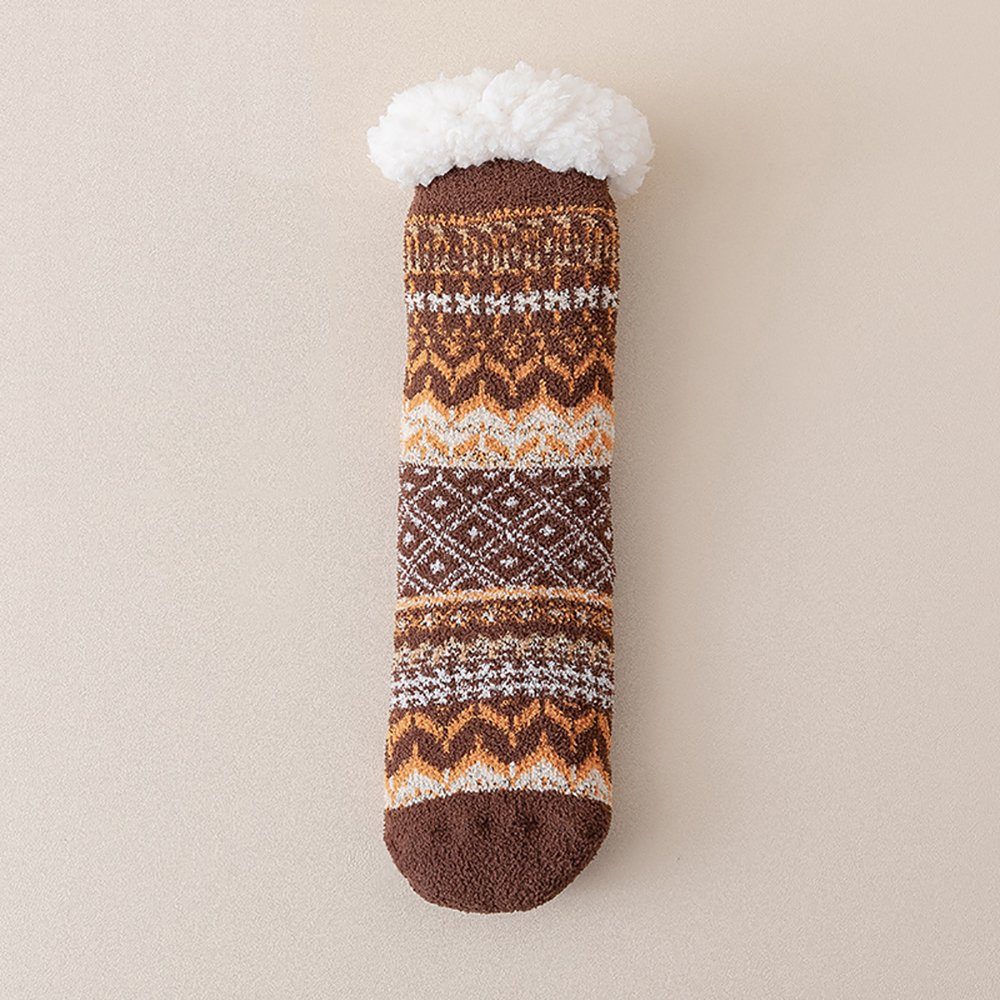 L.Ru UG Haussocken Verdickte Thermosocken für Damen im Herbst und Winter (1-Paar) Atmungsaktive, schweißabsorbierende Frottee-Socken für Damen