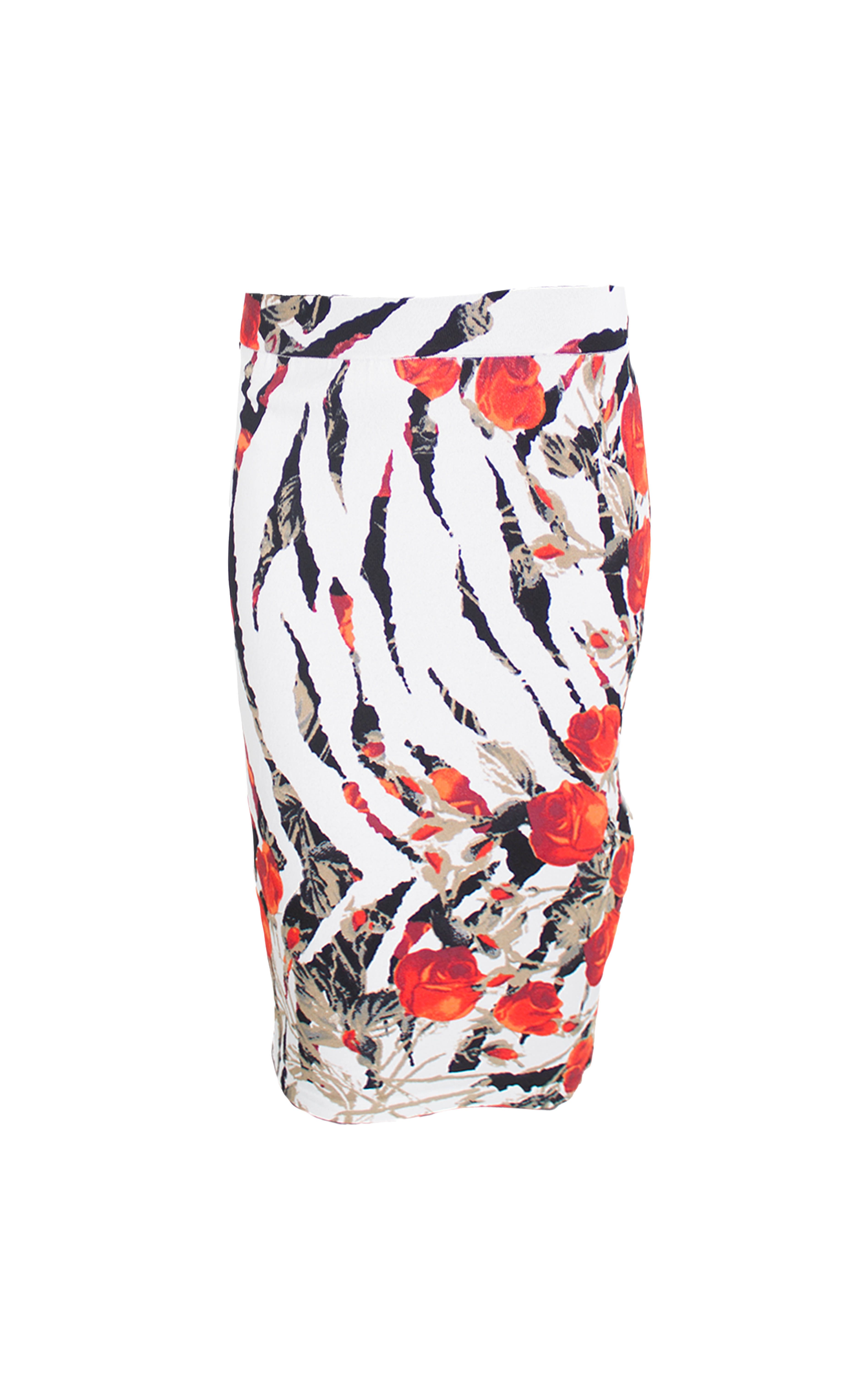 Passioni Strickrock mit Blumen-Zebra-Muster