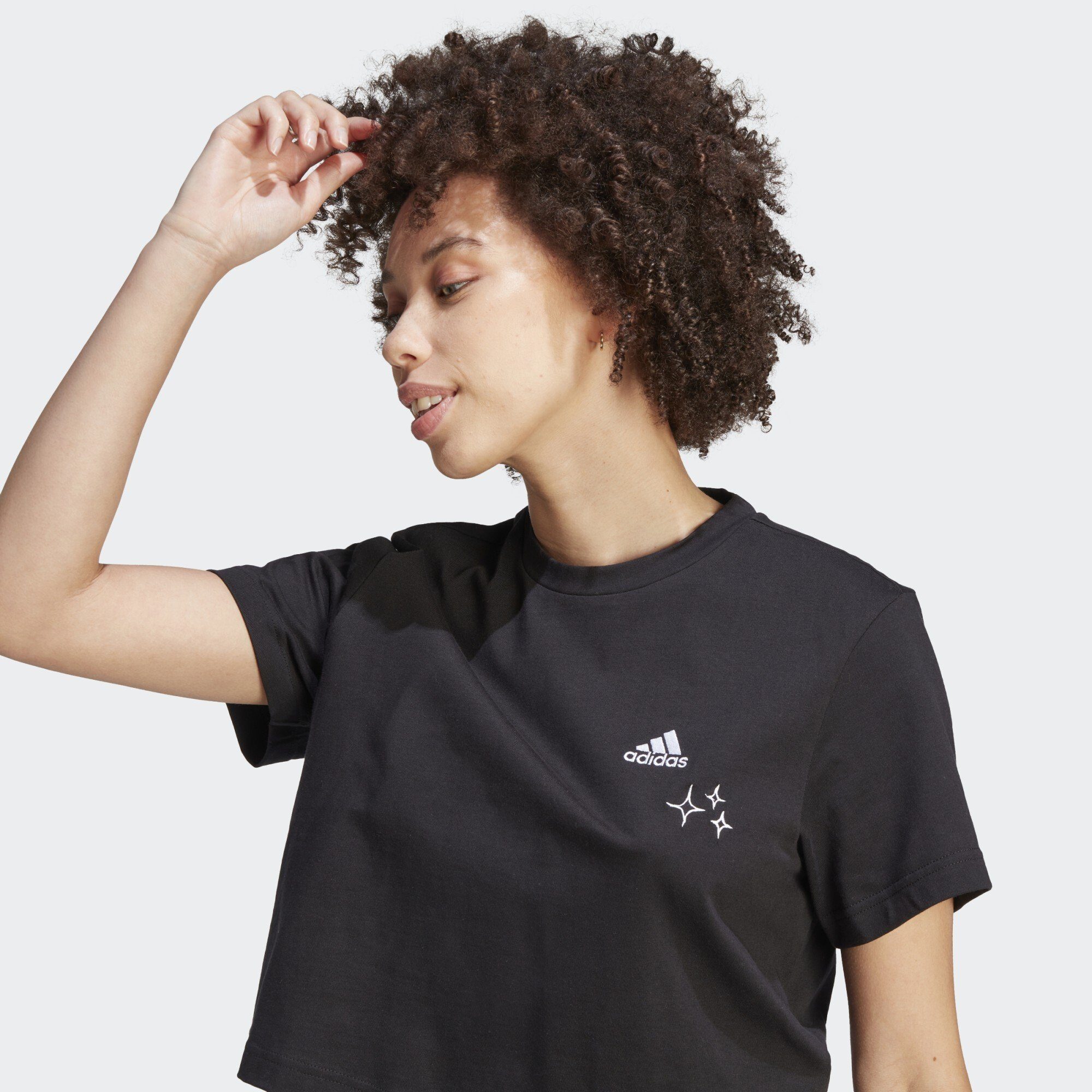 adidas Sportswear T-Shirt SCRIBBLE EMBROIDERY CROP-SHIRT / Black White