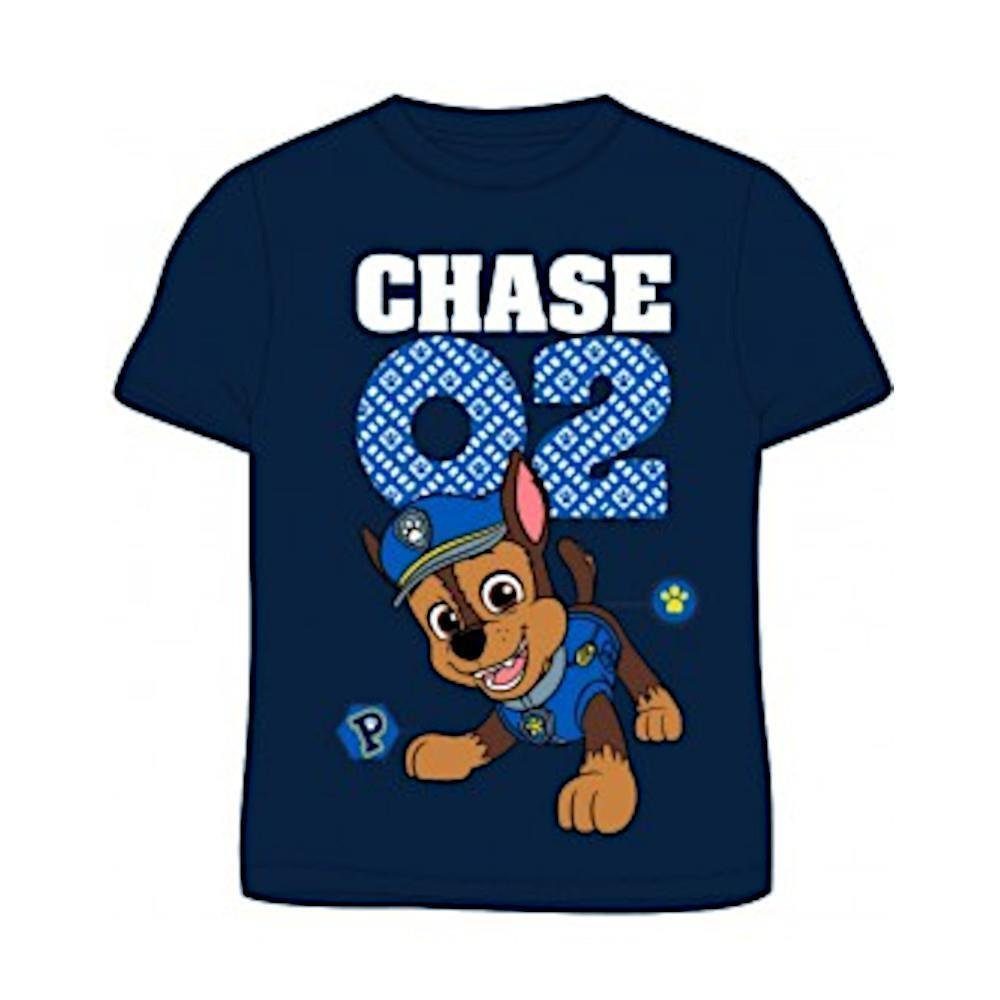 PAW PATROL T-Shirt PAW Patrol '02 Chase' Kurzarm T-Shirt für Jungen, Blau, Größen 104-1