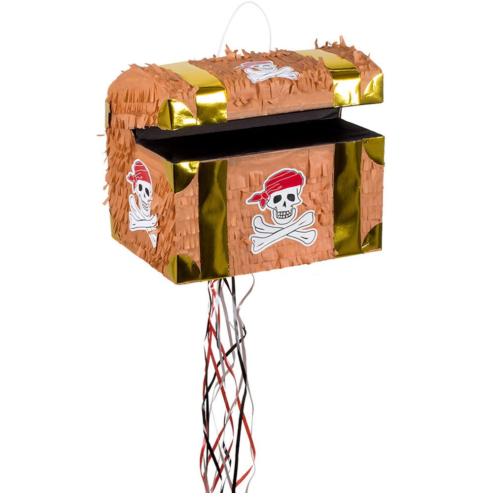 Pinata Zieh-Pinata Schatztruhe 30×26×23 cm – Schlag-Pinata Kindergeburtstag
