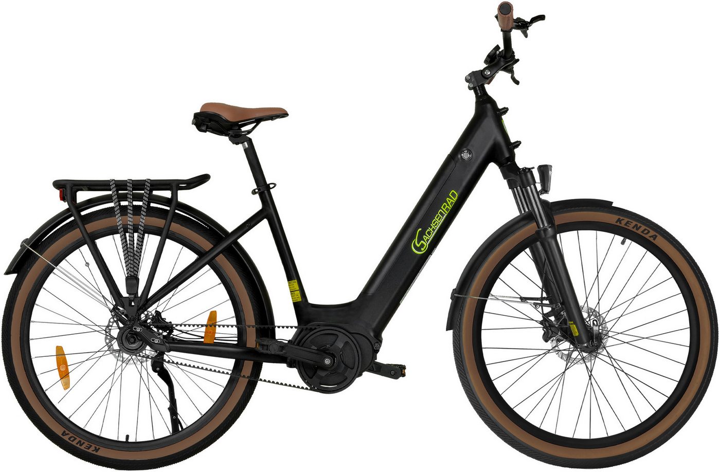 SachsenRAD E-Bike Cityrad C5R, 1 Gang Shimano keine Schaltwerk, ohne Schaltung, Mittelmotor, 470 Wh, TFT Farb-LCD-Display, Fahrmodus Pedelec, LED-Frontlicht, Alarmanlage