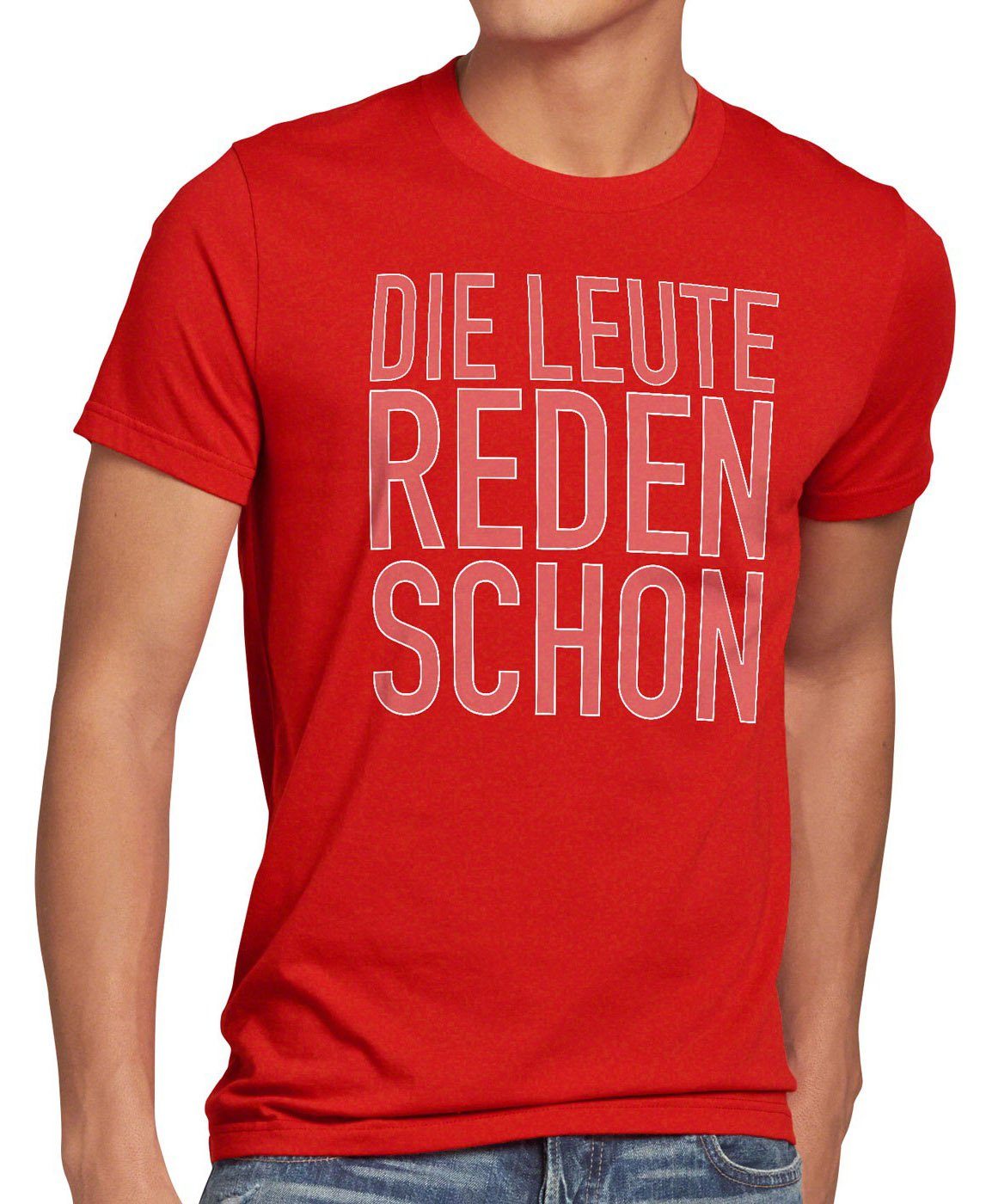 style3 Print-Shirt Herren T-Shirt Die Leute reden schon Funshirt Spruch Berlin spruchshirt hipster rot