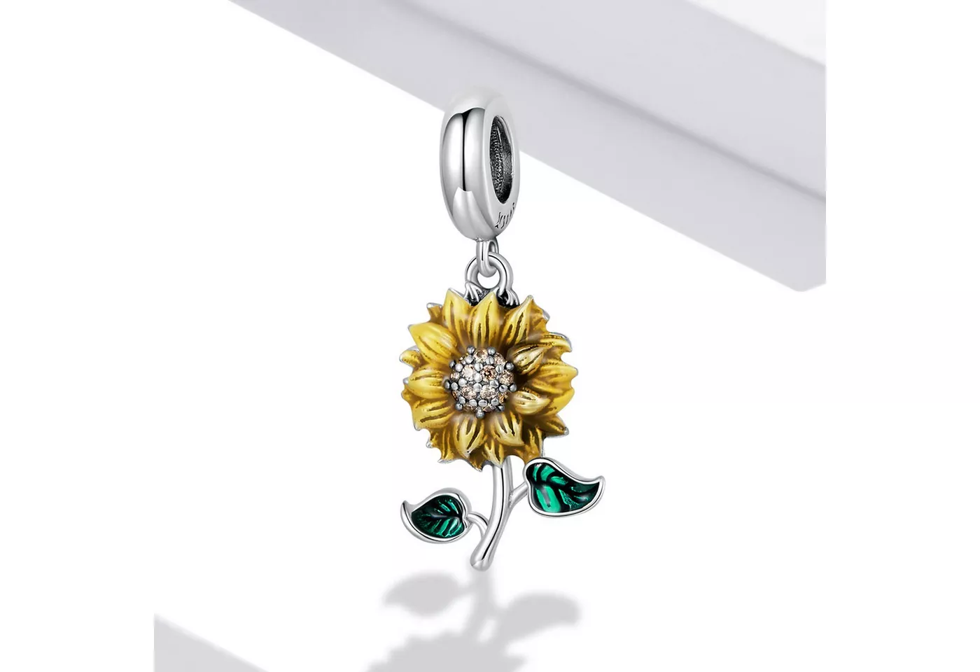 MOPUEA Bead 925 Sterling Silber Sonnenblume Charm Anhänger für Pandora, Biagi usw. (DIY Schmuck Geschenk für Damen Perlen für Gliederarmband und Halskette, 1-tlg., 5A Zirkonia Charm Anhänger Pendant für Europäische Armband Halskette), aus 925er Sterlingsilber Nickelfrei, bleifrei, hypoallergen
