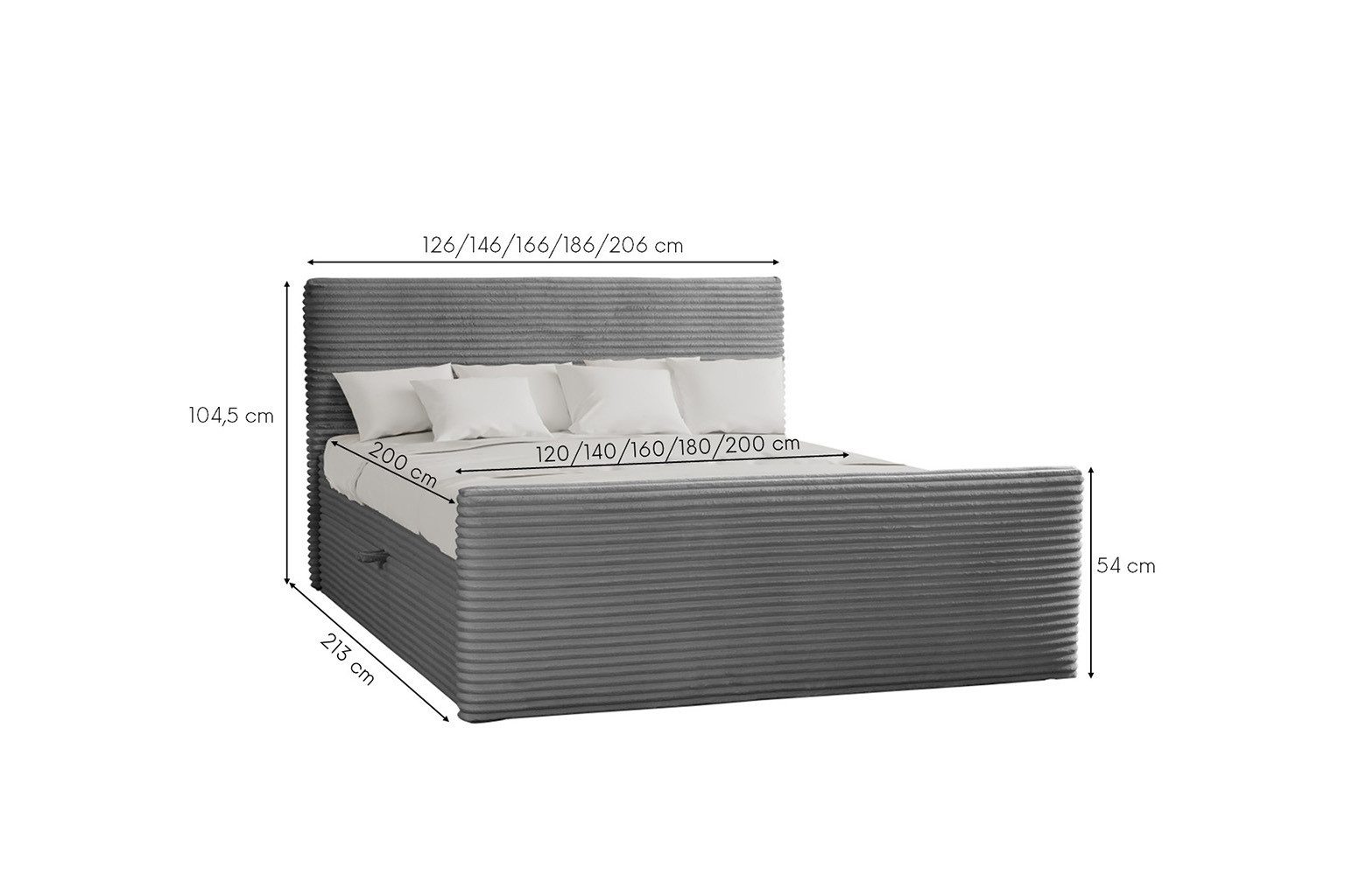 Kaiser Möbel Boxspringbett Trento mit Bettkasten, Topper und Bonellmatratze, VELO Stoff (Komplett-Set (Bettgestell, Matratze, Topper), mit Topper mit Bettkasten antibakterieller Bezug einfache Montage