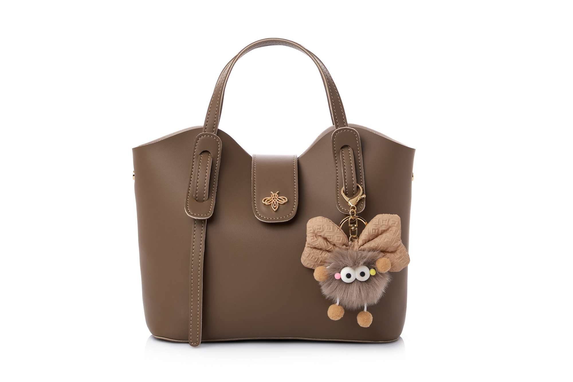 lucky bees Schultertasche 1274 - Tan 100% Polyvinyl-Leder (Packung, 1-tlg., 13/22/28), Polyvinyl-Leder